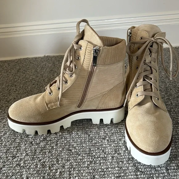 Suede, lace up with zipper on side. Combat. - Picture 2 of 4